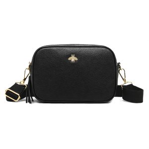Genuine Leather Bee Logo Tassel Crossbody Camera Handbag - Image 1