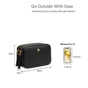 Genuine Leather Bee Logo Tassel Crossbody Camera Handbag - Image 2