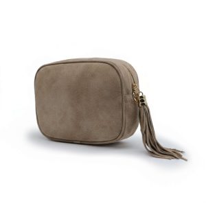 Genuine Italian Suede Leather Crossbody Bag with Tassel Zip - Image 14