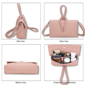 Elegant Knotted Handle Minimalist Flap Crossbody Handbag - Image 3