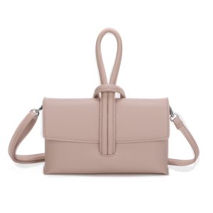 Elegant Knotted Handle Minimalist Flap Crossbody Handbag - Image 1