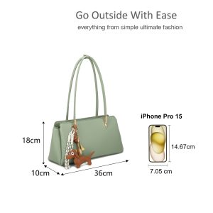 Structured Chic Roomy Shoulder Handbag Dog Charm Tassel - Image 2