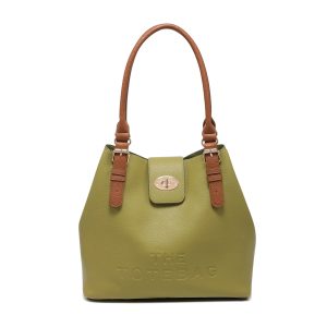 Turn Lock Tote Bag with Removable Inner Pouch Organizer - Image 1