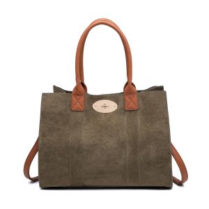 Turn Lock Tote Bag with Removable Inner Pouch Organizer - Image 12