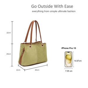 Vegan Suede Multi-Compartment Tote Bag with Center Zip - Image 2