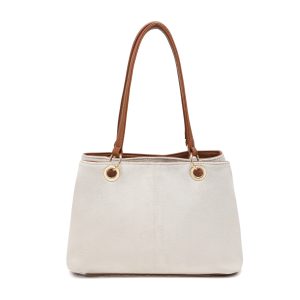 Vegan Suede Multi-Compartment Tote Bag with Center Zip - Image 11
