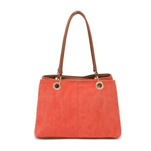 Vegan Suede Multi-Compartment Tote Bag with Center Zip - Image 10