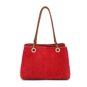 Vegan Suede Multi-Compartment Tote Bag with Center Zip - Image 8