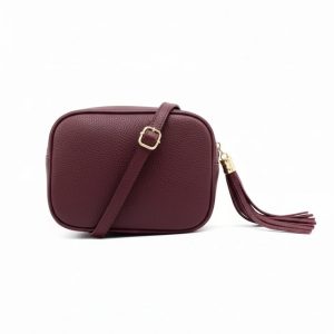 Italian Genuine Leather Crossbody Bag with Tassel Zipper - Image 1