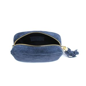 Genuine Italian Suede Leather Crossbody Bag with Tassel Zip - Image 12