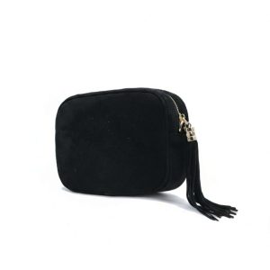 Genuine Italian Suede Leather Crossbody Bag with Tassel Zip - Image 8