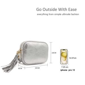 Italian Genuine Leather Crossbody Bag with Tassel Zipper - Image 2