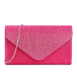 Elegant Rhinestone Pleated Envelope Structured Clutch Bag - Image 1