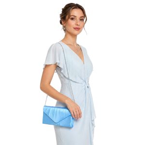 Elegant Secure Flap Pleated Envelope Evening Clutch Bag - Image 4