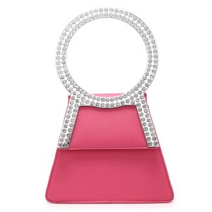 Rhinestone Round Handle Mini Bag with Magnetic Flap Closure - Image 5