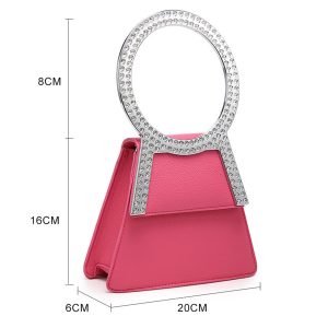 Rhinestone Round Handle Mini Bag with Magnetic Flap Closure - Image 2
