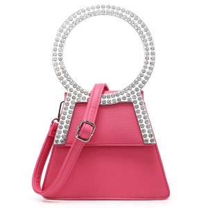 Rhinestone Round Handle Mini Bag with Magnetic Flap Closure - Image 1