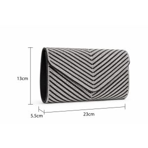 Rhinestone Envelope Clutch Bag with Flap Closure Chain Strap - Image 2