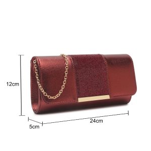 Elegant Rhinestone Panel Metallic Clutch Evening Bag - Image 2