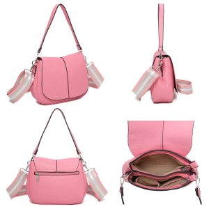 Textured Flap Wide Patterned Crossbody Shoulder Handbag - Image 3