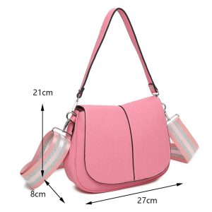 Textured Flap Wide Patterned Crossbody Shoulder Handbag - Image 2
