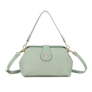 Whimsical Bee Emblem Textured Frame Shoulder Bag