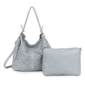 Slouchy Perforated Floral Shoulder Bag Inner Pouch Set - Image 1
