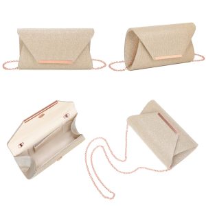 Elegant Glitter Shimmer Envelope Evening Clutch Bag - Image 3