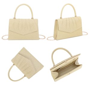 Elegant Glitter Pleated Evening Clutch Envelope Bag - Image 3