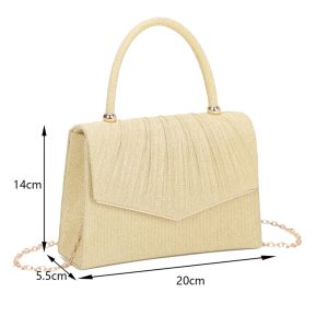 Elegant Glitter Pleated Evening Clutch Envelope Bag - Image 2