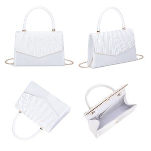 Elegant Pleated Flap Evening Clutch Purse Envelope Bag - Image 3