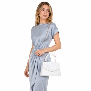 Elegant Pleated Flap Evening Clutch Purse Envelope Bag - Image 4