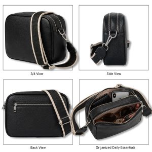 Wide Patterned Strap Camera Crossbody Shoulder Handbag - Image 3