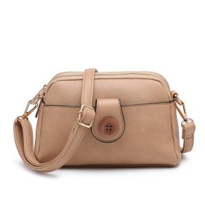 Compact Multi Zip Crossbody Bag with Front Button Flap - Image 12