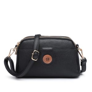 Compact Multi Zip Crossbody Bag with Front Button Flap - Image 8