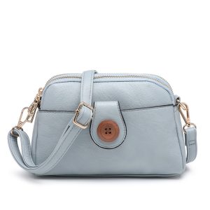 Compact Multi Zip Crossbody Bag with Front Button Flap - Image 14