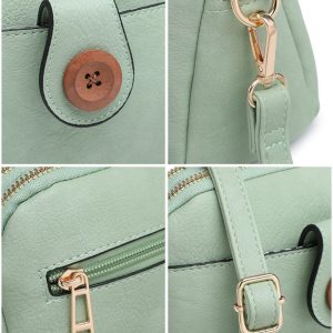 Compact Multi Zip Crossbody Bag with Front Button Flap - Image 4