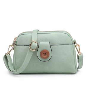 Compact Multi Zip Crossbody Bag with Front Button Flap - Image 1