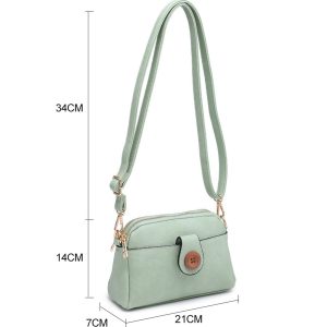 Compact Multi Zip Crossbody Bag with Front Button Flap - Image 2