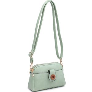 Compact Multi Zip Crossbody Bag with Front Button Flap - Image 5