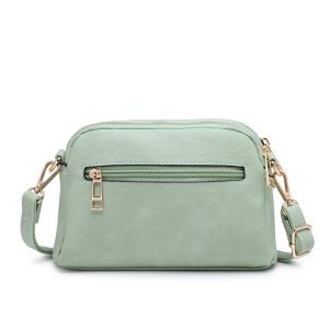 Compact Multi Zip Crossbody Bag with Front Button Flap - Image 6