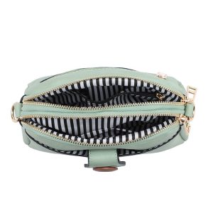 Compact Multi Zip Crossbody Bag with Front Button Flap - Image 7