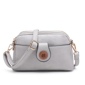Compact Multi Zip Crossbody Bag with Front Button Flap - Image 15
