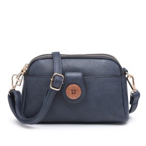 Compact Multi Zip Crossbody Bag with Front Button Flap - Image 10