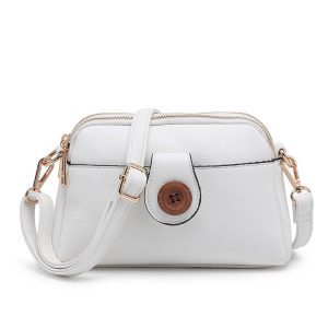 Compact Multi Zip Crossbody Bag with Front Button Flap - Image 11
