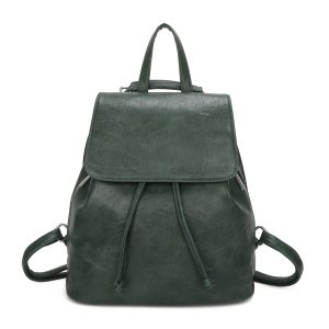 Vintage Style Textured Magnetic Flap Drawstring Backpack - Image 1