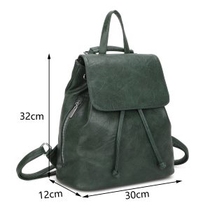 Vintage Style Textured Magnetic Flap Drawstring Backpack - Image 2