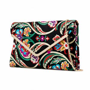 Printed Envelope Clutch Bag with Chain Strap and Flap Close - Image 5