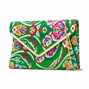 Printed Envelope Clutch Bag with Chain Strap and Flap Close - Image 9