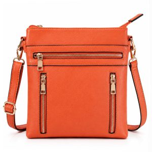 Lightweight Multiple Zipper Slim Crossbody Messenger Bag
